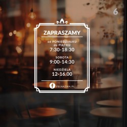 Naklejka Godziny otwarcia...