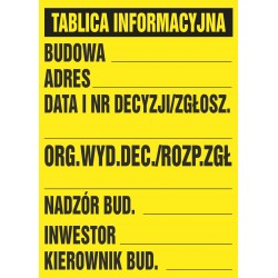 TABLICA BUDOWLANA TABLICA...